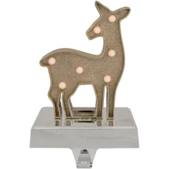 LED Lighted Reindeer Christmas Stocking Holder - 7.5" - Gold Finish