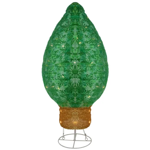 LED Lighted Retro Bulb Outdoor Christmas Decoration - 32" - Warm White - Green