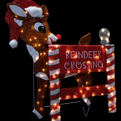 LED Lighted Rudolph Reindeer Crossing Outdoor Christmas Sign - 36