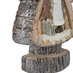 LED Lighted Rustic Glitter Christmas Tree with Winter Scene - 20