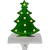 LED Lighted Shiny Christmas Tree Stocking Holder - 7" - Silver and Green
