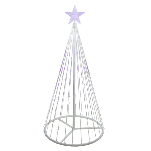 LED Lighted Show Cone Christmas Tree with Star Outdoor Decoration - 4' - Purple
