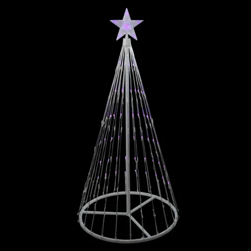 LED Lighted Show Cone Christmas Tree with Star Outdoor Decoration - 4' - Purple