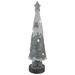 LED Lighted Snow Cap Christmas Tree with Star Topper - 29" - Gray and White