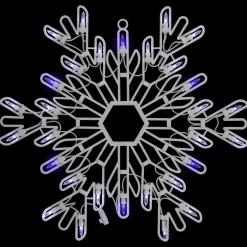 LED Lighted Snowflake Window Silhouette Christmas Decoration - 16" - Pure White and Blue