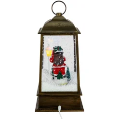 LED Lighted Snowing and Musical Santa Christmas Lantern - 13.5