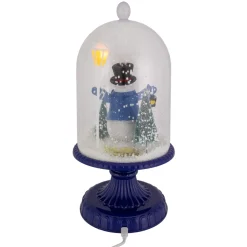 LED Lighted Snowing Musical Snowman in Cloche Christmas Decoration - 13.5