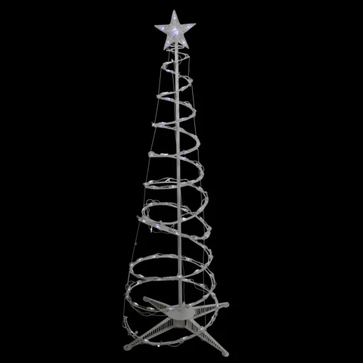 LED Lighted Spiral Cone Tree Outdoor Christmas Decoration - 5' - Pure White Lights