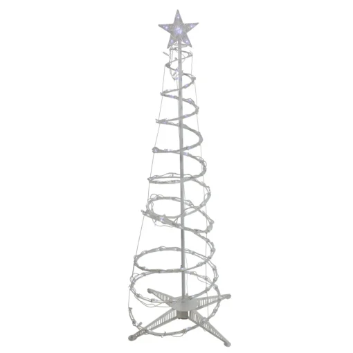 LED Lighted Spiral Cone Tree Outdoor Christmas Decoration - 5' - Pure White Lights
