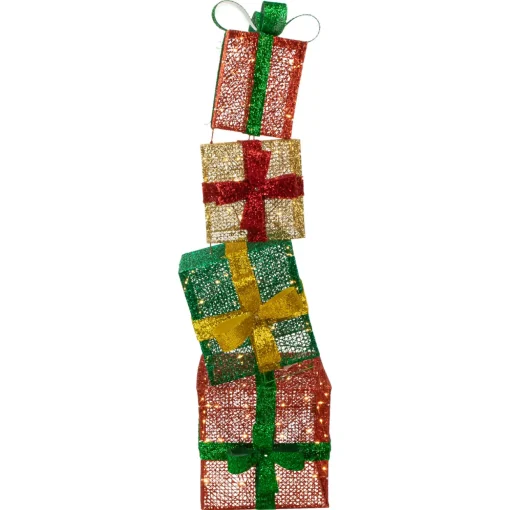 LED Lighted Stacked Christmas Gifts Outdoor Decoration - 53" - Warm White