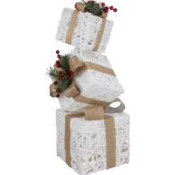 LED Lighted Stacked Gift Boxes Christmas Decoration - 25.25