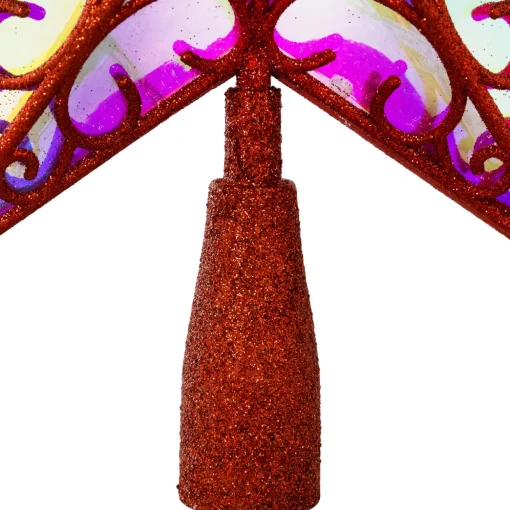 LED Lighted Star Glittered Christmas Tree Topper - 11" - Red - Multicolor Lights