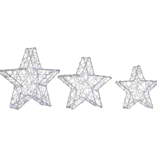 LED Lighted Stars Christmas Outdoor Decorations - 13.75" - White -Set of 3