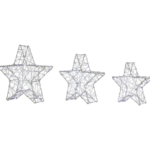 LED Lighted Stars Christmas Outdoor Decorations - 13.75" - White -Set of 3