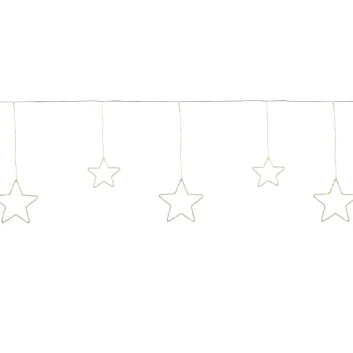 LED Lighted Stars Christmas Garland, 4ft, Warm White Lights