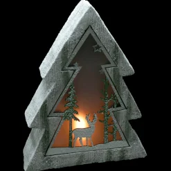 LED Lighted Tree with Reindeer in the Woods Scene Christmas Decoration - 13.5"