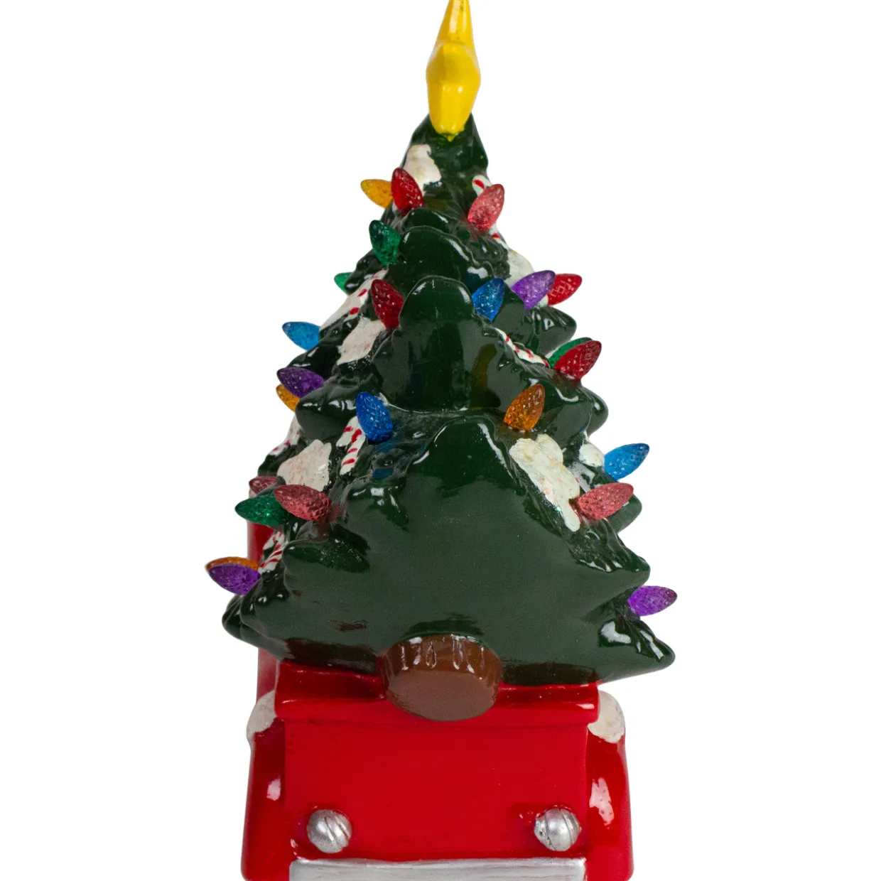 LED Lighted Vintage Truck Hauling Christmas Tree - 8" - Red