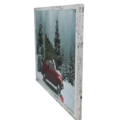 LED Lighted Vintage VW Car Framed Christmas Canvas Wall Art - 15" x 19"