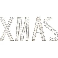 LED Lighted Wire XMAS Outdoor Christmas Sign Decoration - 15.5" - Warm White Lights