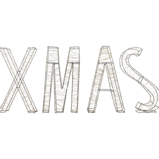 LED Lighted Wire XMAS Outdoor Christmas Sign Decoration - 15.5" - Warm White Lights