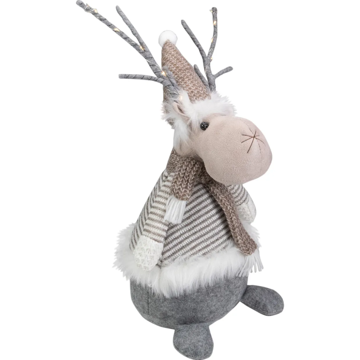 LED Lighted Wrapped Antlers Knitted Reindeer Christmas Figure - 18"