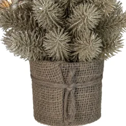 LED Potted Metallic Glitter Artificial Christmas Tree - 10.25