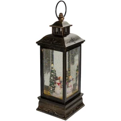 LED Snowman Family Brushed Christmas Lantern Snow Globe - 11
