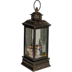 LED Snowman Family Brushed Christmas Lantern Snow Globe - 11