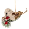 Left Facing Bird with Pinecone Christmas Ornament - 6.75"