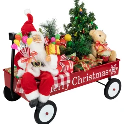 Lighted and Musical Santa Claus Merry Christmas Wagon Decoration - 20