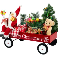 Lighted and Musical Santa Claus Merry Christmas Wagon Decoration - 20
