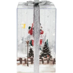 Lighted and Musical Santa Snowing Gift Box with Ribbon Christmas Decoration - 12