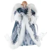 Lighted Angel with Faux Fur Wings Christmas Tree Topper - 14" - Blue and White