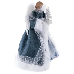 Lighted Angel with Faux Fur Wings Christmas Tree Topper - 14