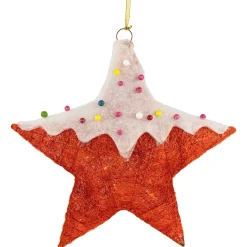 Lighted Candy Covered Sisal Star Christmas Window Decoration - 18" - Clear Lights