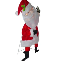 Lighted Chenille Santa with Bird Outdoor Christmas Decoration - 32