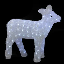 Lighted Commercial Grade Acrylic Baby Reindeer Christmas Outdoor Decoration - 18" - Polar White Lights