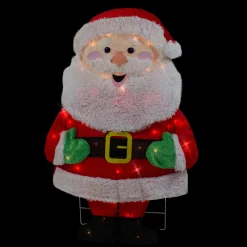 Lighted 2D Chenille Santa Outdoor Christmas Decoration - 32