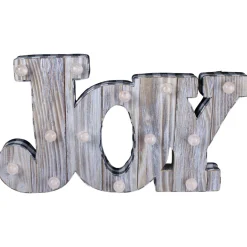 Lighted 3D Wooden "JOY" Christmas Decoration - 14"
