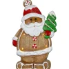 Lighted Gingerbread Santa with Frosted Tree Christmas Figure - 16"