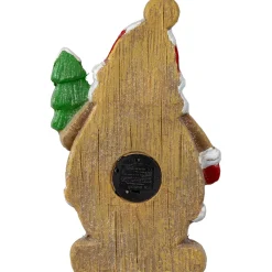 Lighted Gingerbread Santa with Frosted Tree Christmas Figure - 16
