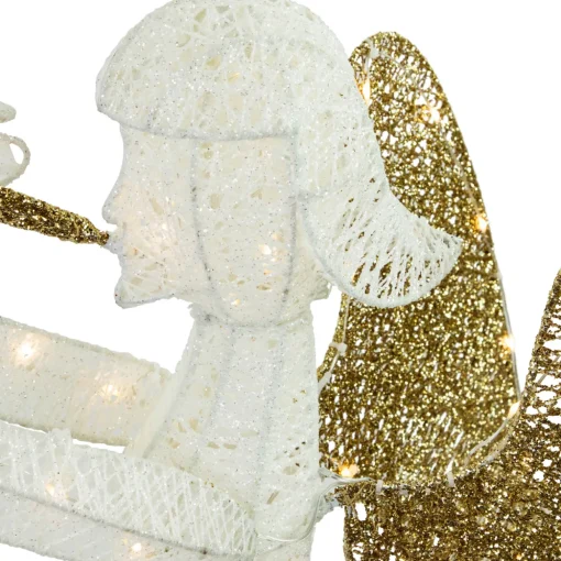 Lighted Glittered Trumpeting Angel Outdoor Christmas Decoration - 48" - Clear Lights