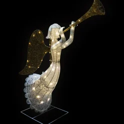 Lighted Glittered Trumpeting Angel Outdoor Christmas Decoration - 48
