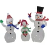 Lighted Glittering Mesh JOY Snowmen Outdoor Christmas Decoration - Warm White -Set 3