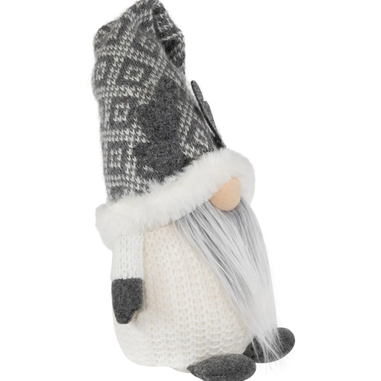 Lighted Gnome with Antlers Christmas Figure - 9" - Gray and White