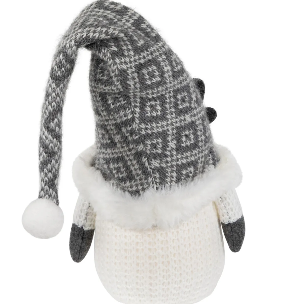 Lighted Gnome with Antlers Christmas Figure - 9" - Gray and White