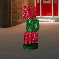 Lighted "Ho Ho Ho" Outdoor Christmas Sign Decoration - 39" - Warm White Lights