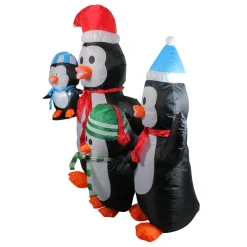 Lighted Inflatable Penguin Family Christmas Yard Art - 5' - Cool White Lights