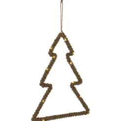 Lighted Jute Wrapped Pine Tree Silhouette Hanging Christmas Decoration - 14