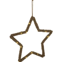 Lighted Jute Wrapped Star Silhouette Christmas Hanging Decoration - 11.5